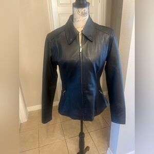 Elegant Black Genuine Leather Jacket – Tailored & Timeless